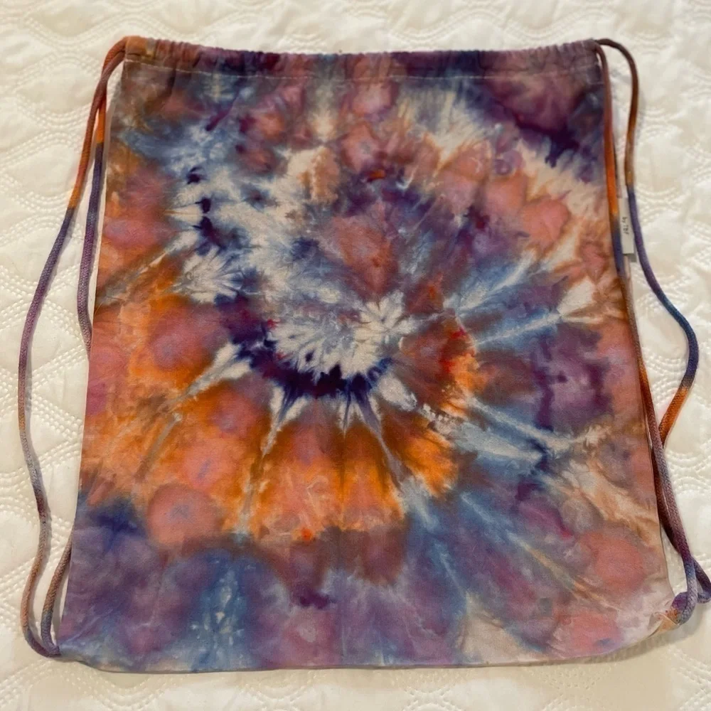 Hand crafted tie dye Drawstring Backpack 100% Cotton